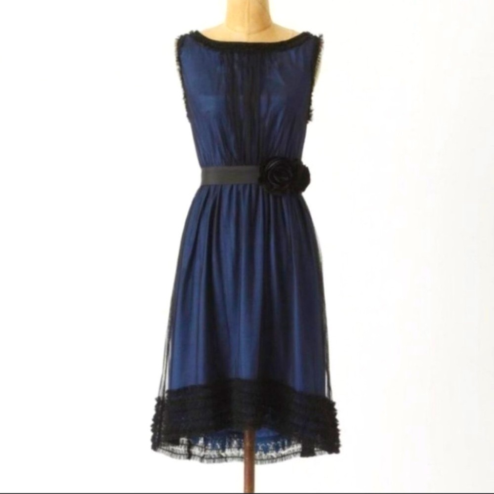 Rare Anthropologie Stilled Night Lace and Tulle Dress Small
